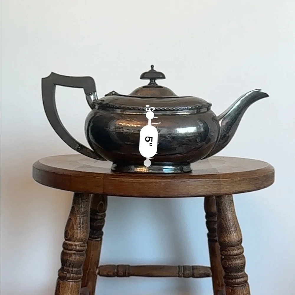 Vtg Silver Plated Sheffield Design  Kettle Tea Patina Nickel England Engraved M - Picture 14 of 16